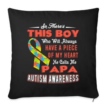 Autism Awareness PAPA Autism Awareness - Sofa pillowcase 17,3'' x 17,3'' (45 x 45 cm) - black - Front