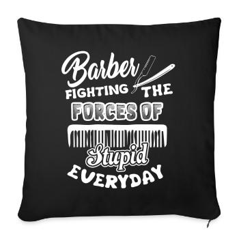 Barber Barber Fighting - Sofa pillowcase 17,3'' x 17,3'' (45 x 45 cm) - black - Front