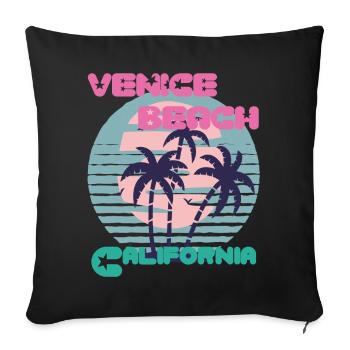 Surfboard California Venice Beach Surfing Ocean Va - Sofa pillowcase 17,3'' x 17,3'' (45 x 45 cm) - black - Front