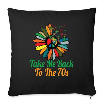 Hippie Paix Signe Paix Fleurs Fleur Enfant - Housse de coussin décorative 45 x 45 cm - noir - Devant