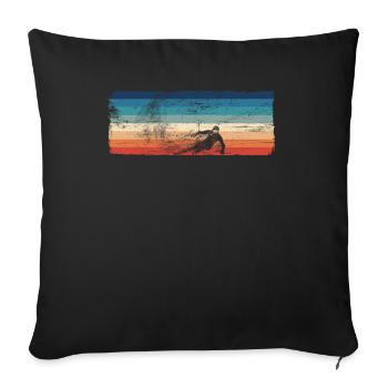 Ski alpin rétro alpin Ski vintage - Housse de coussin décorative 45 x 45 cm - noir - Devant