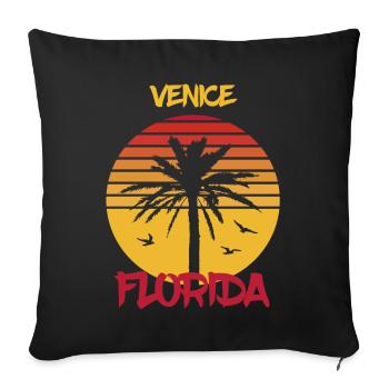 Florida-Venedig-Palmen Ozean-Surfen - Sofakissenbezug 45 x 45 cm - Schwarz - Vorne