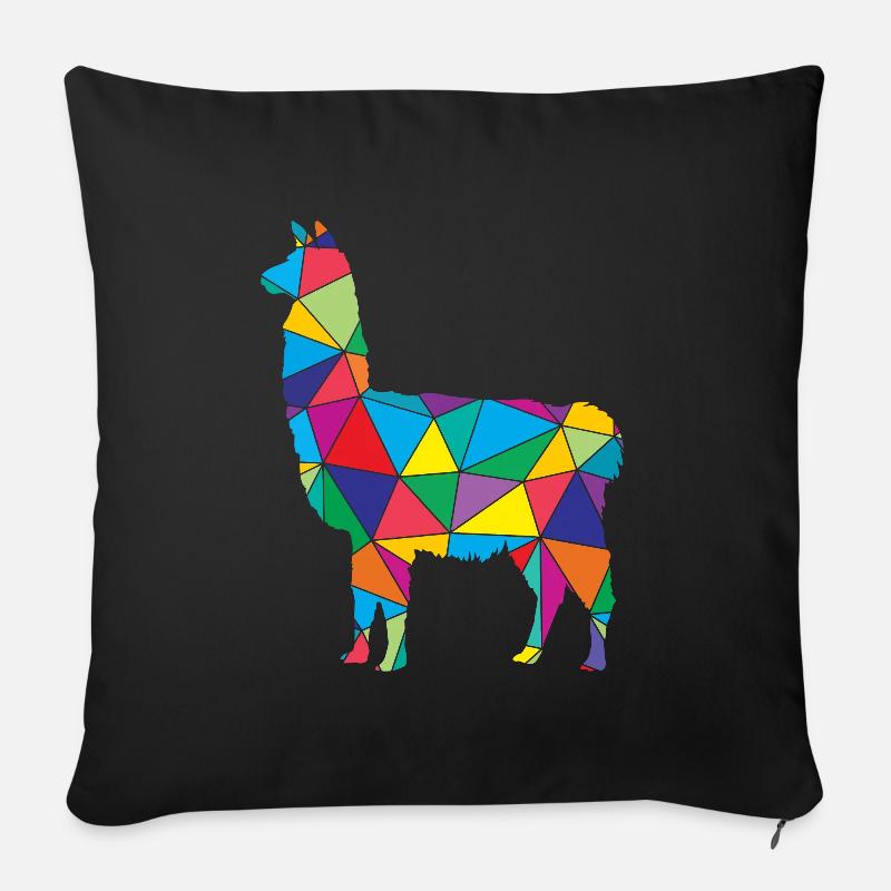 Lama Polygon Low Poly Tier - Sofakissenbezug 45 x 45 cm - Schwarz
