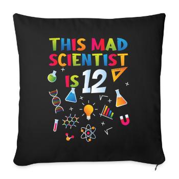12th Birthday - Science Birthday - Sofa pillowcase 17,3'' x 17,3'' (45 x 45 cm) - black - Front