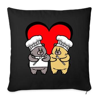 Teddybär Koch Geburtstagsgeschenk Köchin kochen - Sofakissenbezug 45 x 45 cm - Schwarz - Vorne