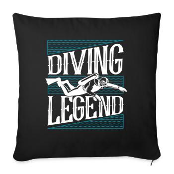 Diving Legend Diving Fins Goggles Diver - Sofa pillowcase 17,3'' x 17,3'' (45 x 45 cm) - black - Front