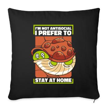 Pas antisocial préfère rester à la maison Tortue - Housse de coussin décorative 45 x 45 cm - noir - Devant