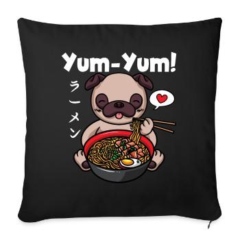 Yum Yum Japon Anime Ramen Noodle Carlin - Housse de coussin décorative 45 x 45 cm - noir - Devant