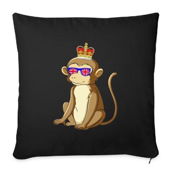 Monkey Queen Elizabeth II British Crown - Sofa pillowcase 17,3'' x 17,3'' (45 x 45 cm) - black - Front