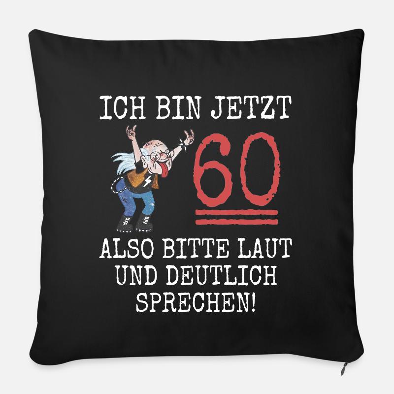 Lustig 60. Geburtstag Mann Ich bin 60 Pommesgabel - Sofakissenbezug 45 x 45 cm - Schwarz