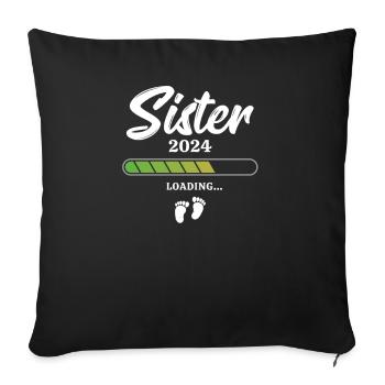 Chargement soeur 2024 - Housse de coussin décorative 45 x 45 cm - noir - Devant