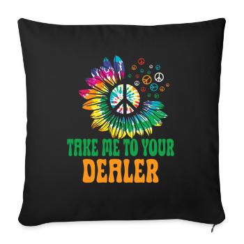 Hippie Peace Zeichen Frieden Blumen Blumenkind - Sofakissenbezug 45 x 45 cm - Schwarz - Vorne