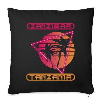 Zansibar Tansania Retro Palme Ozean Urlaub Surfen - Sofakissenbezug 45 x 45 cm - Schwarz - Vorne