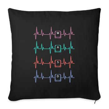 Clavier Gaming Heartbeat - Housse de coussin décorative 45 x 45 cm - noir - Devant