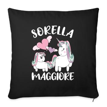 Sorella Maggiore Unicorno Annuncio Gravidanza - Sofakissenbezug 45 x 45 cm - Schwarz - Vorne