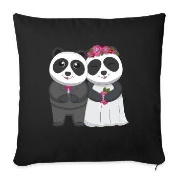 Wedding Anniversary Panda Bear Zookeeper Wildlife Animal - Sofa pillowcase 17,3'' x 17,3'' (45 x 45 cm) - black - Front