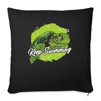 Continuez à nager Tortue géante Tortue - Housse de coussin décorative 45 x 45 cm - noir - Devant