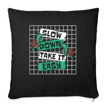 Slow Down Take It Easy Giant Tortoise - Housse de coussin décorative 45 x 45 cm - noir - Devant