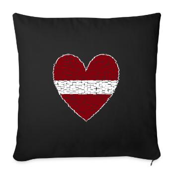 Lettland Herz Kunstdesign - Sofakissenbezug 45 x 45 cm - Schwarz - Vorne
