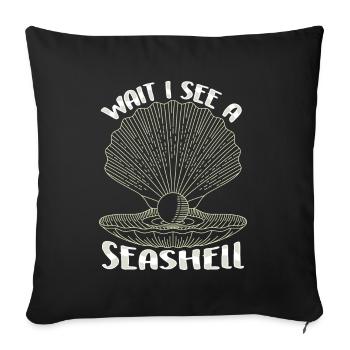 Wait I see a shell collecting shells - Sofa pillowcase 17,3'' x 17,3'' (45 x 45 cm) - black - Front