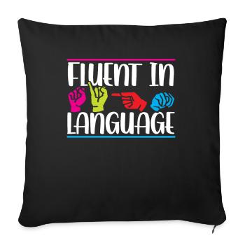 Maîtrise de la langue des signes Signes de sensibilisation - Housse de coussin décorative 45 x 45 cm - noir - Devant