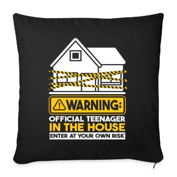 Avertissement Adolescent officiel - Housse de coussin décorative 45 x 45 cm - noir - Devant