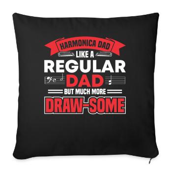 Harmonica Papa Harmoniciste Joueur d’orgue à bouche - Housse de coussin décorative 45 x 45 cm - noir - Devant