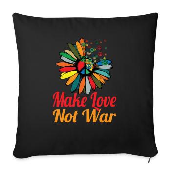 Hippie Paix Signe Paix Fleurs Fleur Enfant - Housse de coussin décorative 45 x 45 cm - noir - Devant