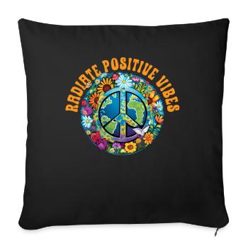 Hippie Paix Signe Paix Fleurs Fleur Enfant - Housse de coussin décorative 45 x 45 cm - noir - Devant