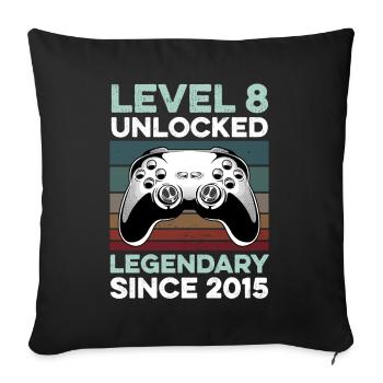 Level 8 Years 8th Birthday Year 2015 Young Gamers - Sofa pillowcase 17,3'' x 17,3'' (45 x 45 cm) - black - Front