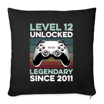 Level 12 Years Birthday Year 2011 Gamer Boy - Sofa pillowcase 17,3'' x 17,3'' (45 x 45 cm) - black - Front