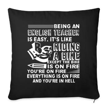 English Teacher English Teacher Is Easy - Sofa pillowcase 17,3'' x 17,3'' (45 x 45 cm) - black - Front