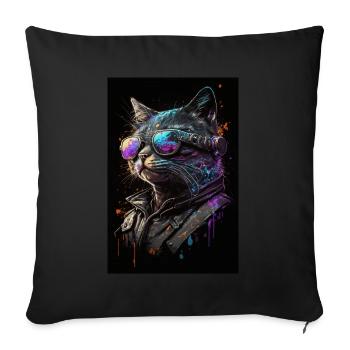 Cool Biker Cat - Sofa pillowcase 17,3'' x 17,3'' (45 x 45 cm) - black - Front