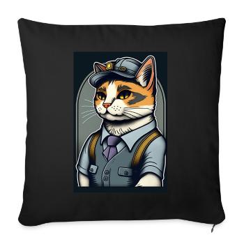 Cat Clerk - Sofa pillowcase 17,3'' x 17,3'' (45 x 45 cm) - black - Front