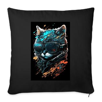 Cool Punk Cat - Sofa pillowcase 17,3'' x 17,3'' (45 x 45 cm) - black - Front
