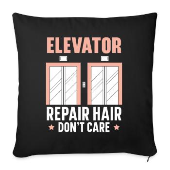 Elevator repair Hair doesn't matter Elevator operator A - Sofa pillowcase 17,3'' x 17,3'' (45 x 45 cm) - black - Front