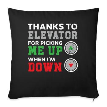 Thanks to the elevator that catches me when I - Sofa pillowcase 17,3'' x 17,3'' (45 x 45 cm) - black - Front