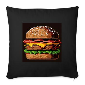 8-Bit Burger, Pixel Art - Sofa pillowcase 17,3'' x 17,3'' (45 x 45 cm) - black - Front