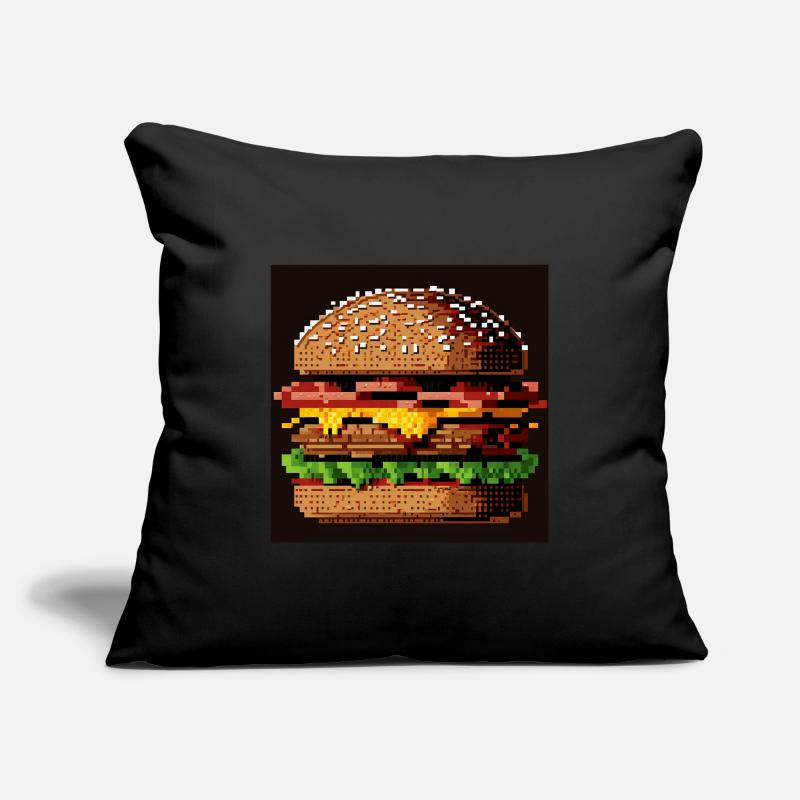 Burger 8 bits, Pixel Art Housse de coussin décorative 45 x 45 cm