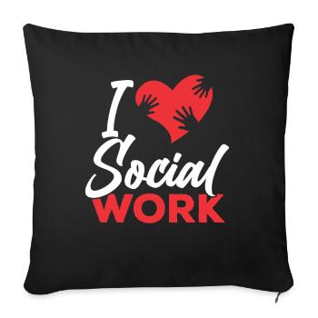 J’aime la formation en travail social des travailleurs sociaux - Housse de coussin décorative 45 x 45 cm - noir - Devant