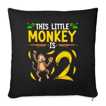 Monkey Birthday 2nd Monkey Theme Party Kids - Sofa pillowcase 17,3'' x 17,3'' (45 x 45 cm) - black - Front