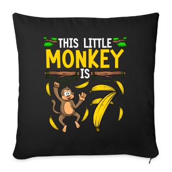 Monkey Birthday 7th Monkey Theme Party Kids - Sofa pillowcase 17,3'' x 17,3'' (45 x 45 cm) - black - Front