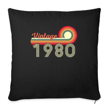 42ème anniversaire Vintage Né en 1980 - Housse de coussin décorative 45 x 45 cm - noir - Devant