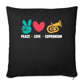 Paix - Amour - Euphonium - Housse de coussin décorative 45 x 45 cm - noir - Devant