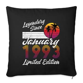 30e anniversaire né en janvier 1993 Légendaire 1993 - Housse de coussin décorative 45 x 45 cm - noir - Devant