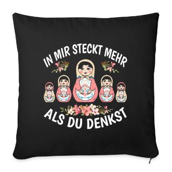 Matrjoschka Puppe Babushka Souvenir Lustig - Sofakissenbezug 45 x 45 cm - Schwarz - Vorne