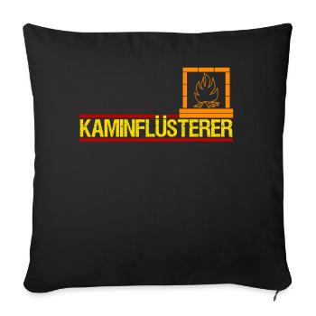 Kamin Kaminflüsterer Kaminofen Ofen - Sofakissenbezug 45 x 45 cm - Schwarz - Vorne