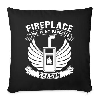 Stove Woodburning stove Firewood Fireplace - Sofa pillowcase 17,3'' x 17,3'' (45 x 45 cm) - black - Front