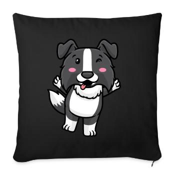 Border Collie Chien Emoticon Chiens - Housse de coussin décorative 45 x 45 cm - noir - Devant