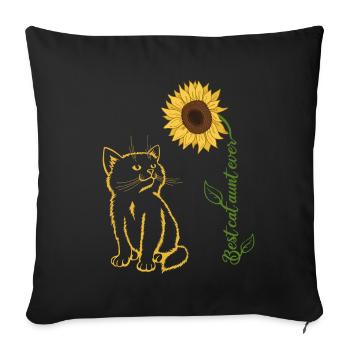 Meilleure tante chatte de tous les temps - Housse de coussin décorative 45 x 45 cm - noir - Devant